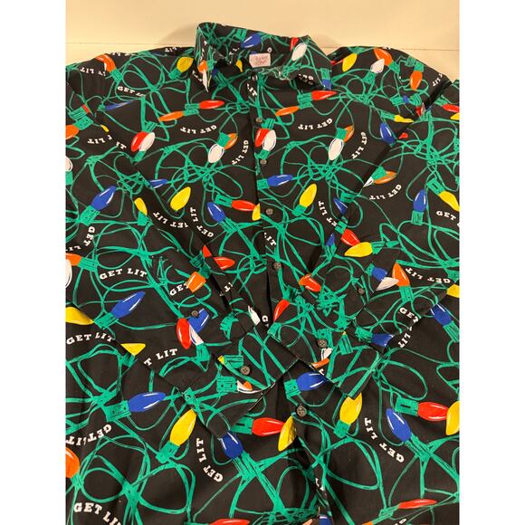 North Pole Trading Co Men’s Christmas Shirt Sz 2XL Get Lit Office Party Novelty - Picture 4 of 8